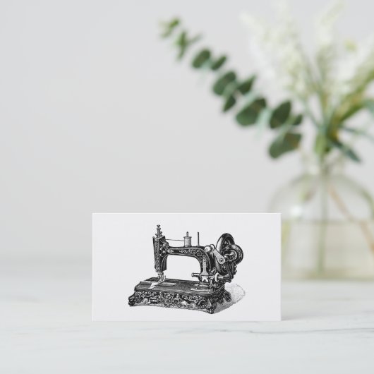 ヴィンテージの19世紀のミシンのイラストレーション 名刺 (スタンド正面)