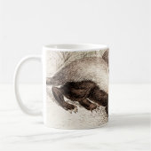 ヴィンテージの19世紀のラーテルの蜂のはちの巣のテンプレートのレトロ コーヒーマグカップ (左)