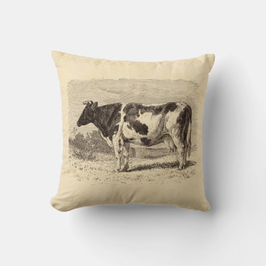 ヴィンテージの19世紀の大きいオランダ牛レトロ牛は黄色になります クッション (正面)
