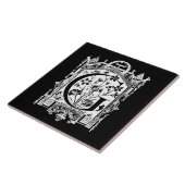 ヴィンテージの19世紀の手紙Gのモノグラムのイラストレーション タイル (側面)