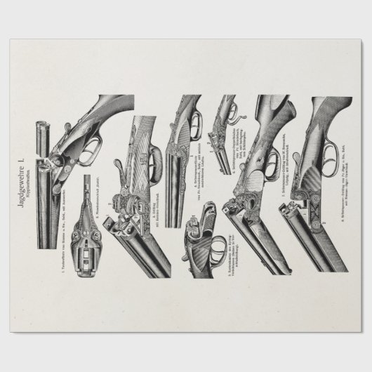 ヴィンテージの19世紀の散弾銃の旧式な打撃は古いライフルを撃ちます ラッピングペーパー (フラット)