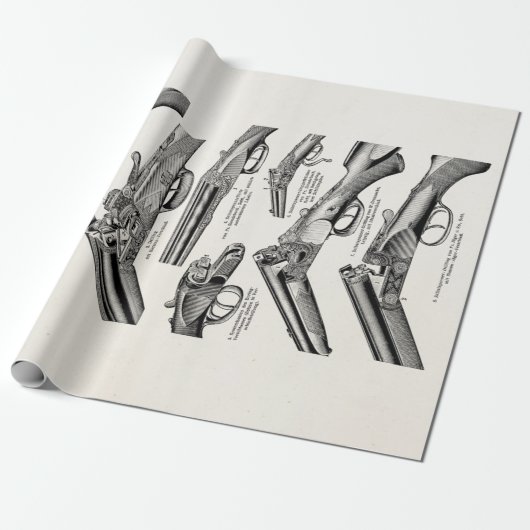 ヴィンテージの19世紀の散弾銃の旧式な打撃は古いライフルを撃ちます ラッピングペーパー (アンロールド)