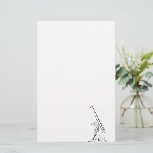 ヴィンテージの19世紀の望遠鏡の旧式な天文学のテンプレート 便箋 (スタンド正面)