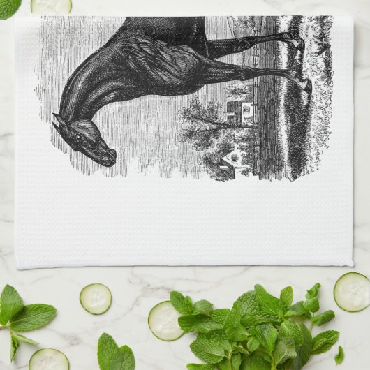 ヴィンテージの19世紀の競走馬のレトロの純血種の馬 キッチンタオル (折り畳み)