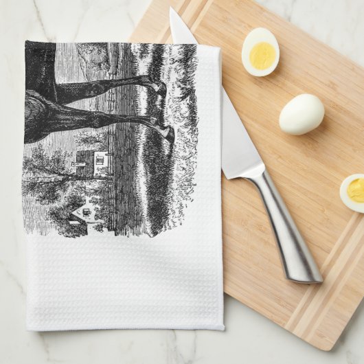 ヴィンテージの19世紀の競走馬のレトロの純血種の馬 キッチンタオル (四つ折り)