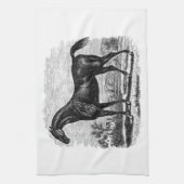 ヴィンテージの19世紀の競走馬のレトロの純血種の馬 キッチンタオル (縦)