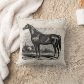 ヴィンテージの19世紀の競走馬のレトロの純血種の馬 クッション (ブランケット)