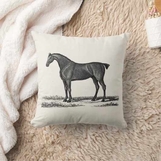 ヴィンテージの19世紀の英国のハンターの馬の狩りの馬 クッション (ブランケット)