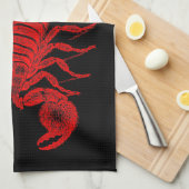 ヴィンテージの19世紀の蠍のイラストレーションの赤の蠍 キッチンタオル (四つ折り)