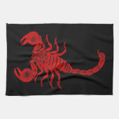ヴィンテージの19世紀の蠍のイラストレーションの赤の蠍 キッチンタオル (横)