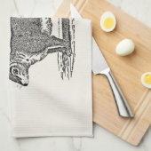 ヴィンテージの19世紀の邪悪なリスのイラストレーション キッチンタオル (四つ折り)