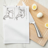 ヴィンテージの19世紀の馬の足取りのイラストレーションの馬 キッチンタオル (四つ折り)