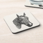 ヴィンテージの19世紀の馬頭部のイラストレーションのレトロの馬 コースター (左側)