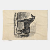 ヴィンテージの19世紀の馬-モーガンの騎手のテンプレート キッチンタオル (横)