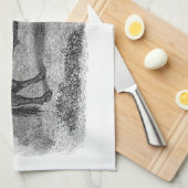 ヴィンテージの19世紀のBullのイラストレーションレトロ牛雄牛 キッチンタオル (四つ折り)