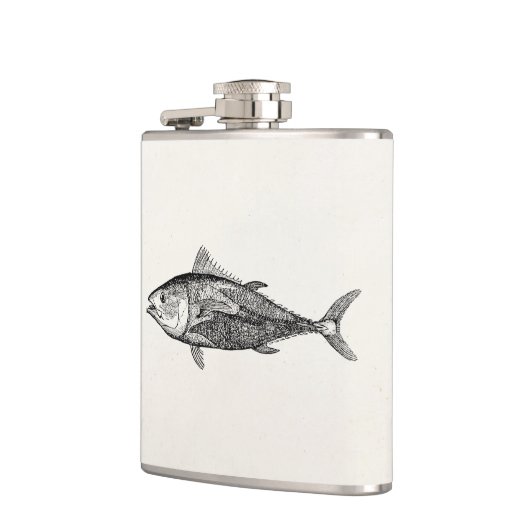 ヴィンテージの19世紀のTunnyの魚のパーソナライズな魚釣り フラスク (左)