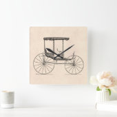 ヴィンテージの19世紀キャリッジ馬が引く旧式な乳母車 スクエア壁時計 (ホーム)