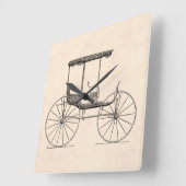 ヴィンテージの19世紀キャリッジ馬が引く旧式な乳母車 スクエア壁時計 (傾斜)