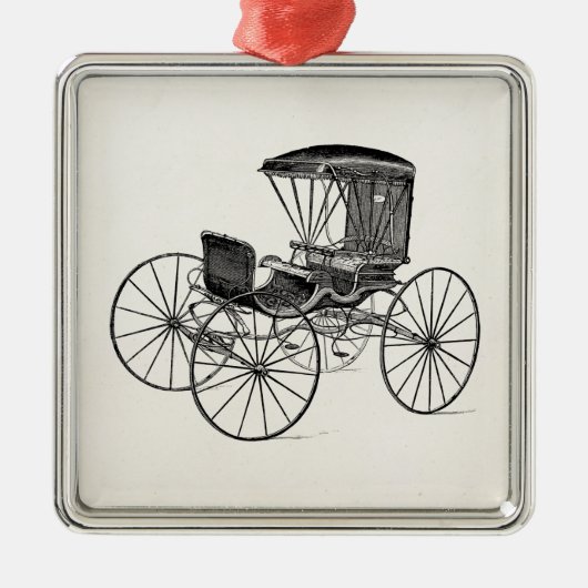 ヴィンテージの19世紀キャリッジ馬が引く旧式な乳母車 メタルオーナメント (正面)