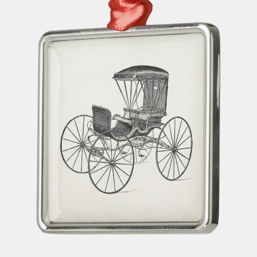 ヴィンテージの19世紀キャリッジ馬が引く旧式な乳母車 メタルオーナメント (左)