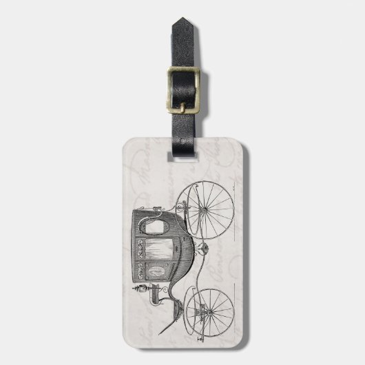 ヴィンテージの19世紀キャリッジ馬が引く旧式な乳母車 ラゲッジタグ (正面縦)