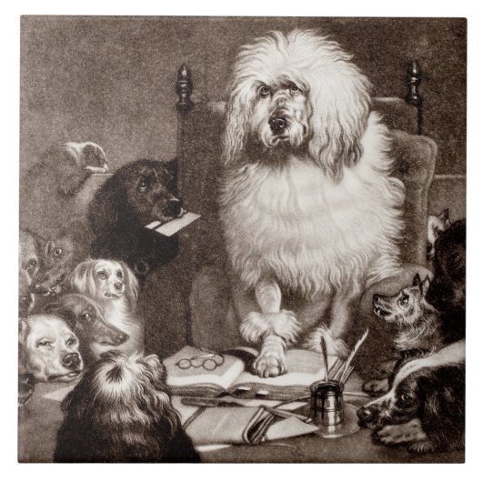 ヴィンテージの19世紀知事のプードルwはテンプレートの後をつけます タイル (正面)