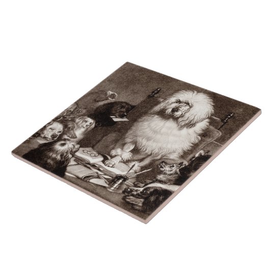 ヴィンテージの19世紀知事のプードルwはテンプレートの後をつけます タイル (側面)