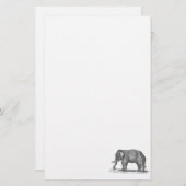 ヴィンテージの19世紀象のイラストレーション-象 便箋 (正面/裏面)