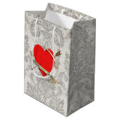 ヴィンテージの1901年のバレンタインのHeartwithのリボンおよび矢 ミディアムペーパーバッグ (裏面アングル)