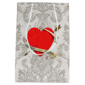 ヴィンテージの1901年のバレンタインのHeartwithのリボンおよび矢 ミディアムペーパーバッグ (裏面)