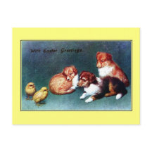ヴィンテージの1906年のイースター挨拶; colliの子犬