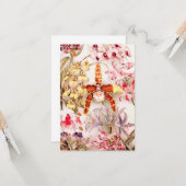 ヴィンテージの1911年の蘭のピンクの花の古いイラストレーション カード (正面/裏面インサイチュ)