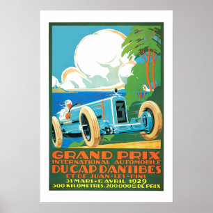 ヴィンテージの1929年のグランプリのモータースポーツのフランスのな広告 ポスター