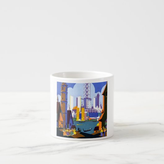 ヴィンテージの1934年のシカゴの万国博覧会旅行ポスター エスプレッソカップ (正面)