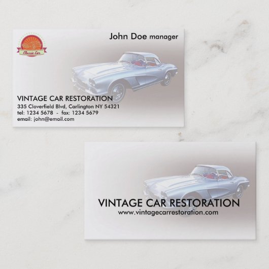 ヴィンテージの1962年のChevyコルベット車の復帰 名刺 (正面/裏面)