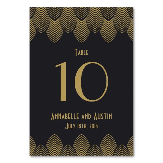 ヴィンテージの20年代のアールデコの帆立貝の結婚式のテーブル数 テーブルナンバー (正面)