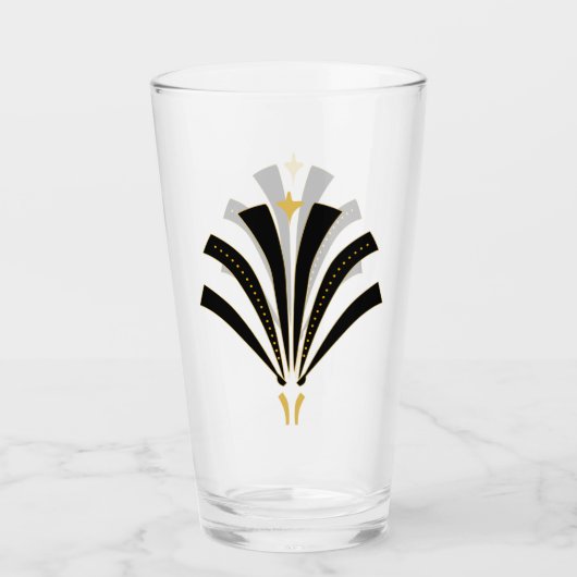 ヴィンテージの20年代のアールデコファン タンブラーグラス (正面)