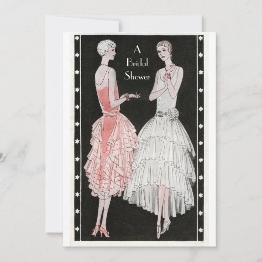 ヴィンテージの20年代のスタイリッシュなフラッパーのブライダルシャワー 招待状 (正面)
