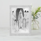 ヴィンテージの20年代のブライダルパーティのシャワーの灰色および白 招待状 (スタンド正面)