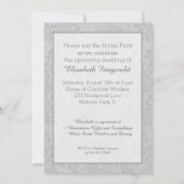 ヴィンテージの20年代のブライダルパーティのシャワーの灰色および白 招待状 (裏面)