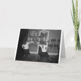 ヴィンテージの20年代の女性のフェンシングの練習のメッセージカード カード