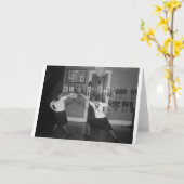 ヴィンテージの20年代の女性のフェンシングの練習のメッセージカード カード (黄色い花)