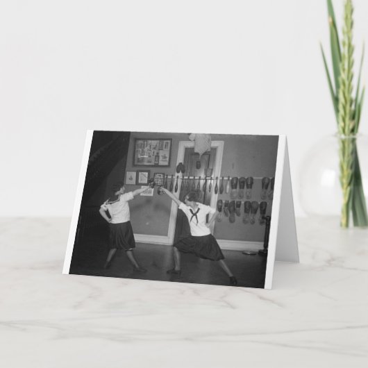 ヴィンテージの20年代の女性のフェンシングの練習のメッセージカード カード (正面)