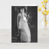 ヴィンテージの20年代の女性のフラッパーのファッション カード (黄色い花)