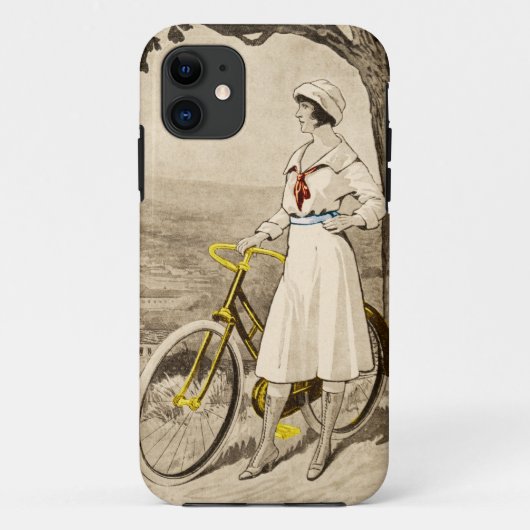 ヴィンテージの20年代の女性の自転車広告 Case-Mate iPhoneケース (裏面)