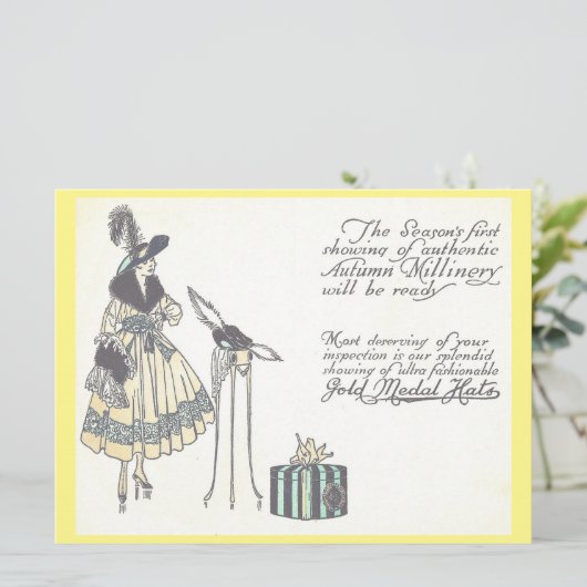 ヴィンテージの20年代の帽子の婦人帽子類ショー広告 カード (スタンド正面)