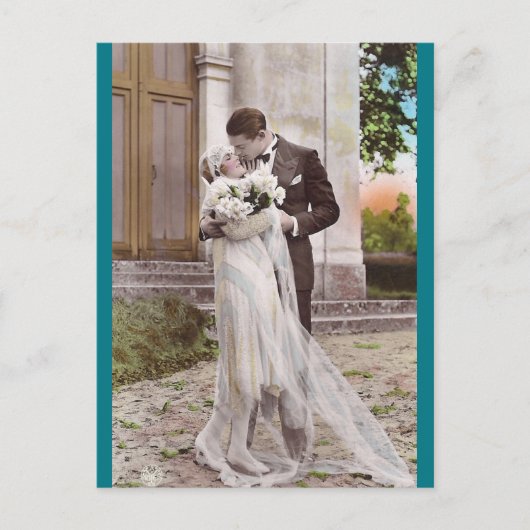 ヴィンテージの20年代の新郎新婦の写真の郵便はがき ポストカード (正面)