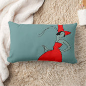 ヴィンテージの20年代の赤い服の女性パラソルのイラストレーション ランバークッション (ブランケット)