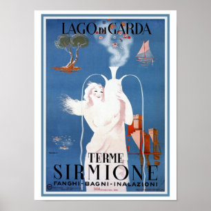 ヴィンテージの20年代のSirmioneイタリアンな旅行広告 ポスター