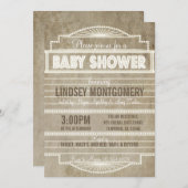 ヴィンテージの20年代映画玄関ひさしのベビーシャワーInvitatio 招待状 (正面/裏面)